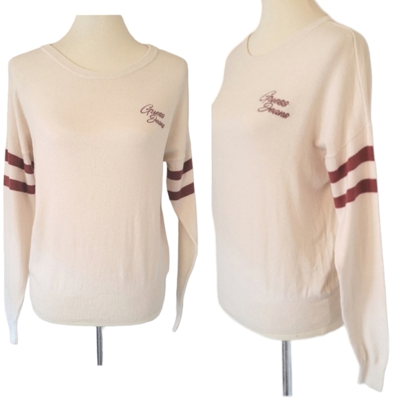 Guess Jeans Vintage 90's‎ Cream Varsity Sweater - Picture 1 of 7
